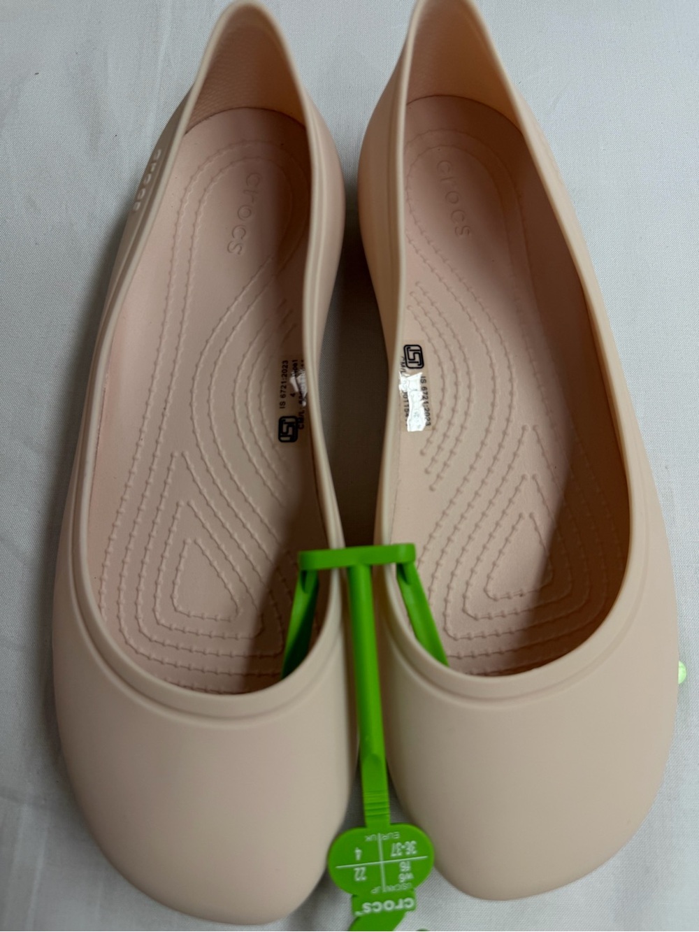 CROCS Women’s Ballet Flat - Light Pink with Green Tag